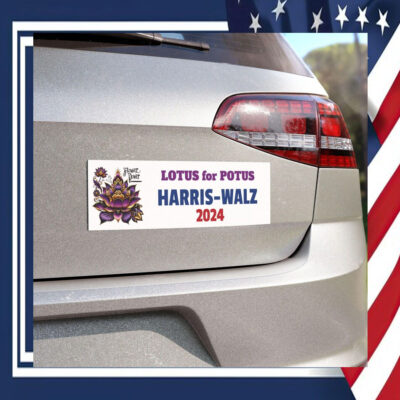 LOTUS For POTUS Flower Power Harris Walz Car Magnets