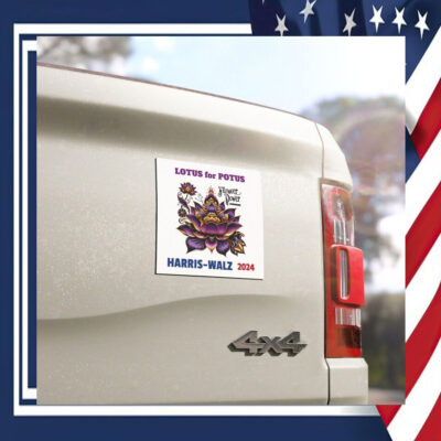 LOTUS For POTUS Flower Power Harris Walz Car Magnets