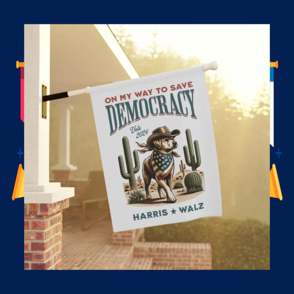 Retro Western Dog Harris Walz 2024 Flag