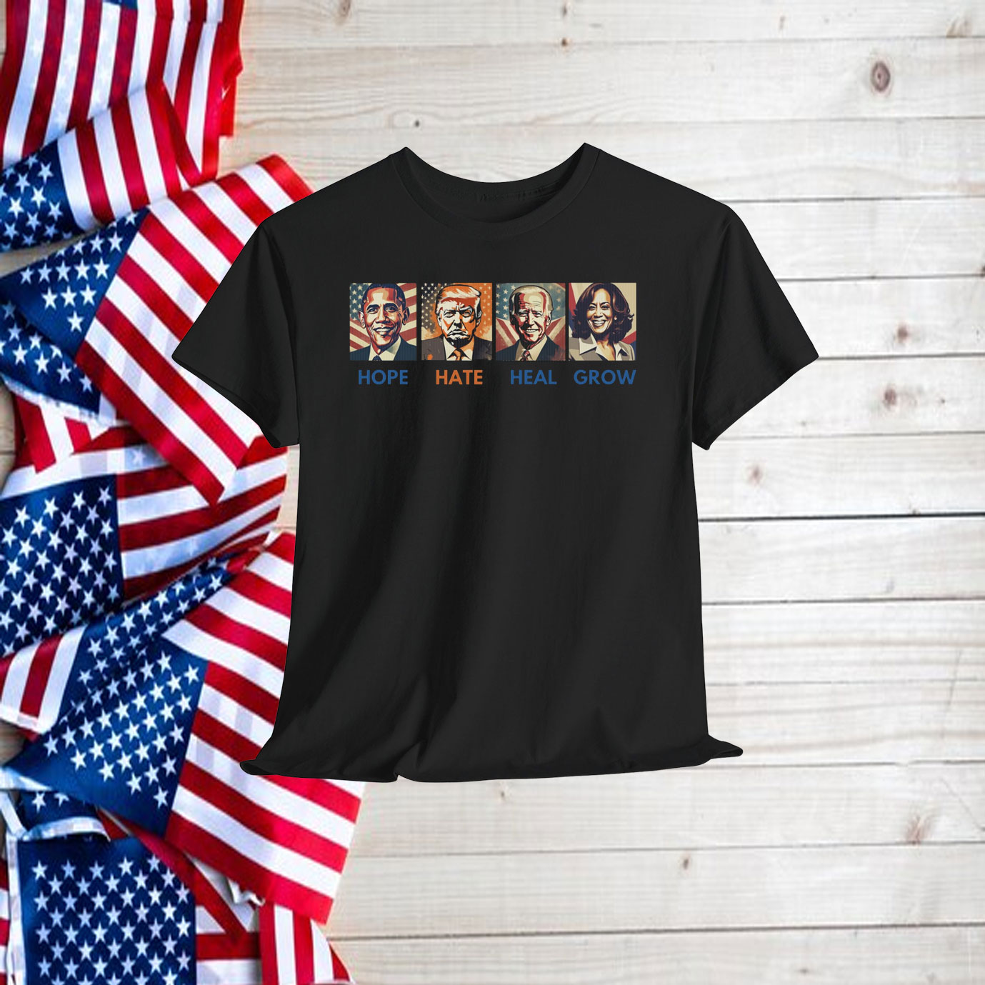 Vote Harris 2024 Hope, Hate, Heal, Grow Lawn Sign, Vote Blue 2024 Shirt