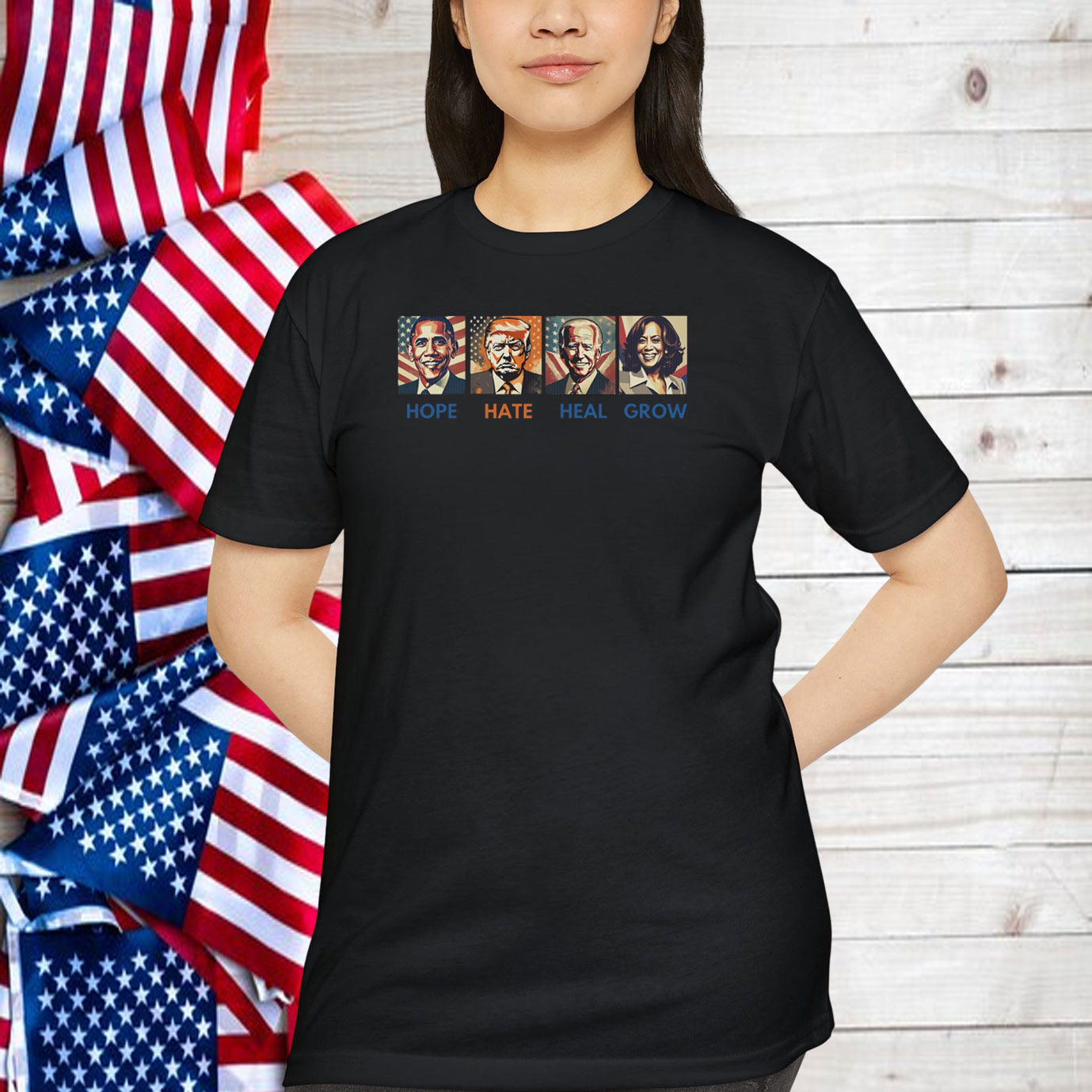 Vote Harris 2024 Hope, Hate, Heal, Grow Lawn Sign, Vote Blue 2024 Shirt