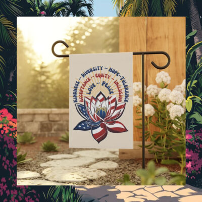 nspirational Lotus Flower Garden Flag - Patriotic American Flag