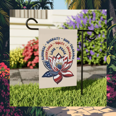 nspirational Lotus Flower Garden Flag - Patriotic American Flag