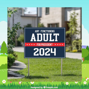 Any Functioning Adult for Kamala President Yard Sign