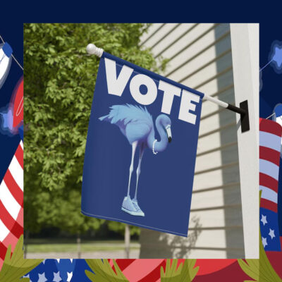 Blue Flamingo Vote Banner for Kamala Harris Flag