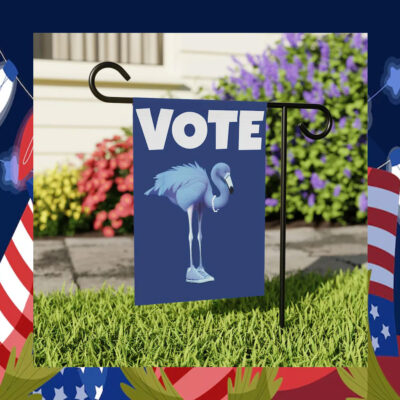 Blue Flamingo Vote Banner for Kamala Harris Flag