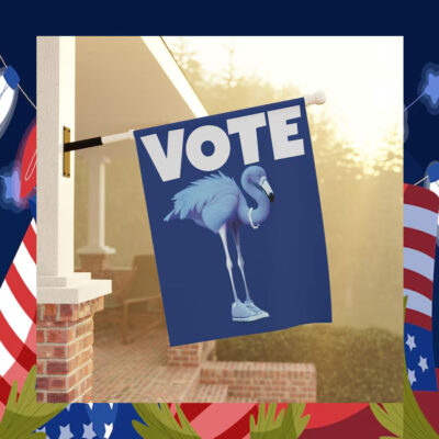 Blue Flamingo Vote Banner for Kamala Harris Flag
