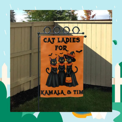 Cat Ladies For Kamala & Tim Halloween Flag