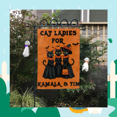 Cat Ladies For Kamala & Tim Halloween Flag
