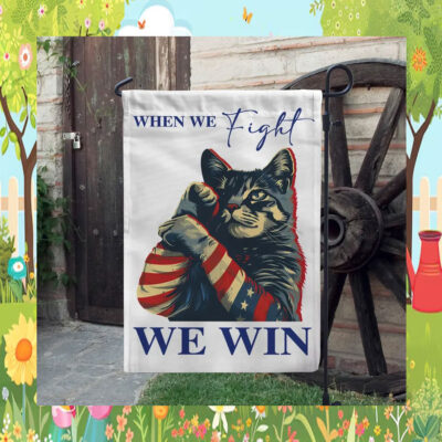 Cat When We Fight We Win Kamala Flag