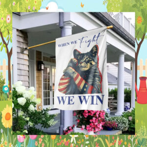 Cat When We Fight We Win Kamala Flag