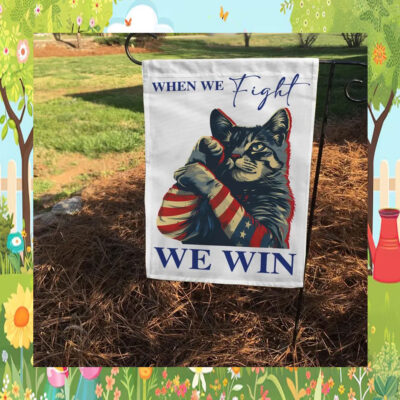 Cat When We Fight We Win Kamala Flag