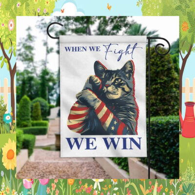Cat When We Fight We Win Kamala Flag