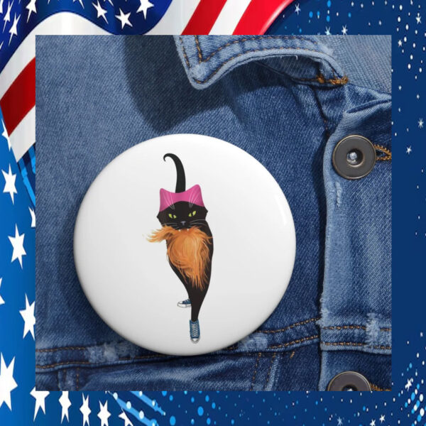 Cat Woman Voters Pin Harris Democratic Election Campaign Button
