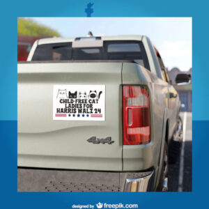 Child Free Cat Ladies for Kamala Harris Walz 24 Car Magnet