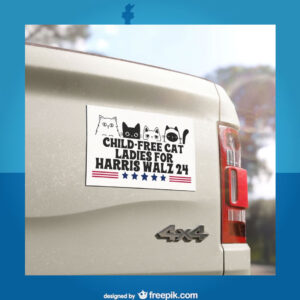 Child Free Cat Ladies for Kamala Harris Walz 24 Car Magnet