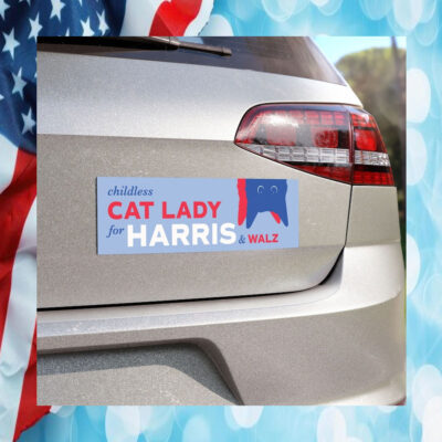 Childless Cat Lady For Harris & Walz 24 Car Magnet