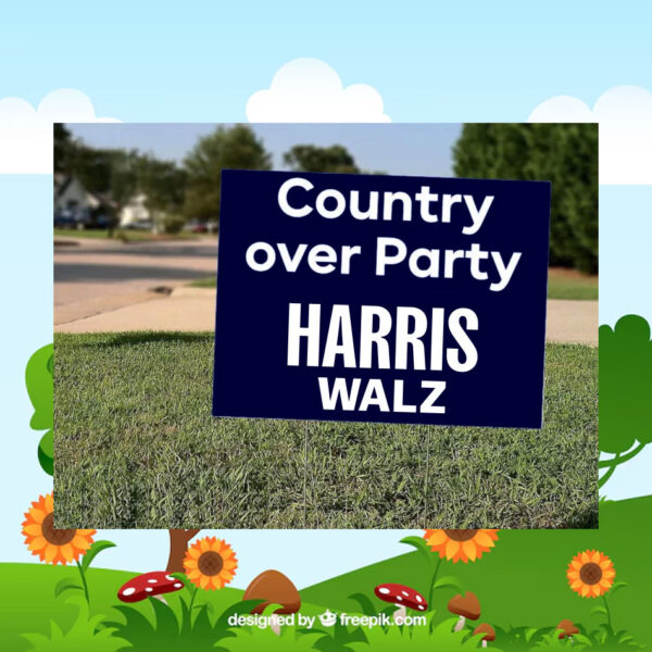 Country Over Party Harris Walz For President Yard Signs