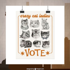 Crazy Cat Ladies Vote Kamala Harris 2024 Poster