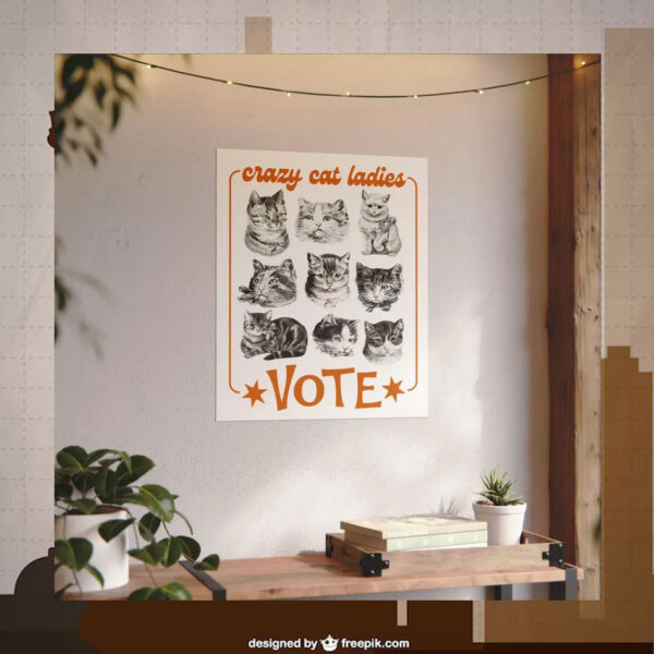 Crazy Cat Ladies Vote Kamala Harris 2024 Poster