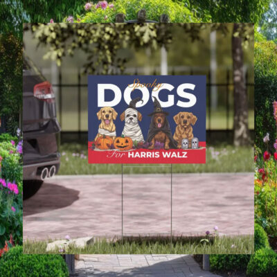 Dogs Spooky For Harris Walz 2024 Halloween Yard Sign