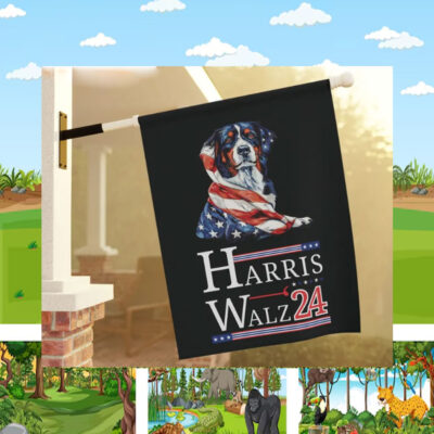 Dogs for Harris Walz'24 Election Flag