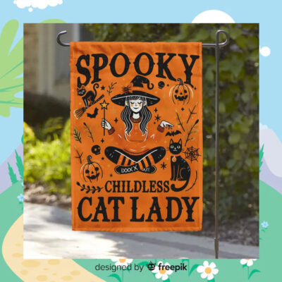 Halloween Spooky Childless Cat Lady For Kamala Flag