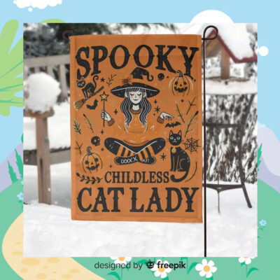 Halloween Spooky Childless Cat Lady For Kamala Flag