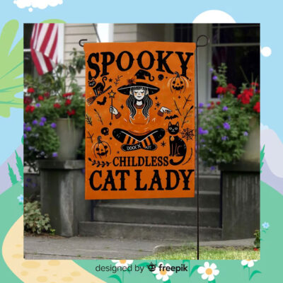 Halloween Spooky Childless Cat Lady For Kamala Flag