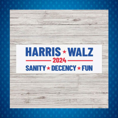 Harris Walz 2024 Sanity Decency Fun Car Magnet