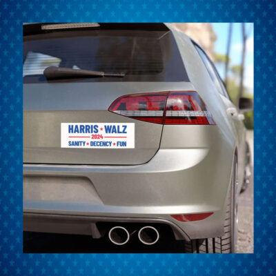 Harris Walz 2024 Sanity Decency Fun Car Magnet