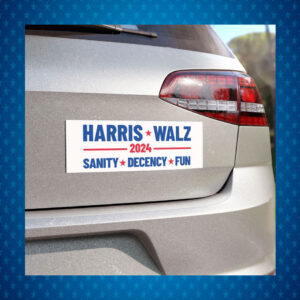 Harris Walz 2024 Sanity Decency Fun Car Magnet