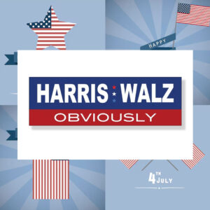 Harris Walz Obviously 2024 Presidential Election Bumper Sticker Decal
