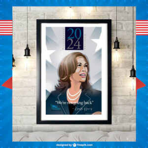 Kamala Harris We're Not Going Back 2024 President Election Poster