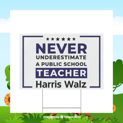 Never Underestimate A Public School Teacher For Harris Walz Yard Sign