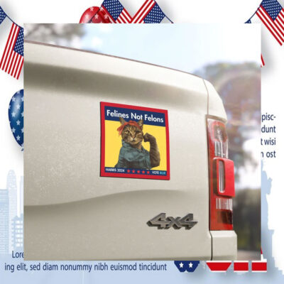 Official Felines Not Felons Harris 2024 Vote Blue Car Magnet