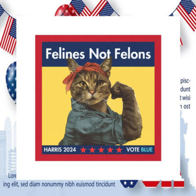 Official Felines Not Felons Harris 2024 Vote Blue Car Magnet