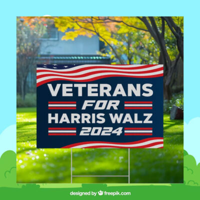 Official Veterans For Harris Walz 2024 Yard Sign