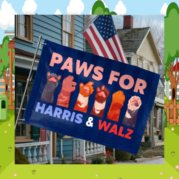 Paws for Harris & Walz Flag