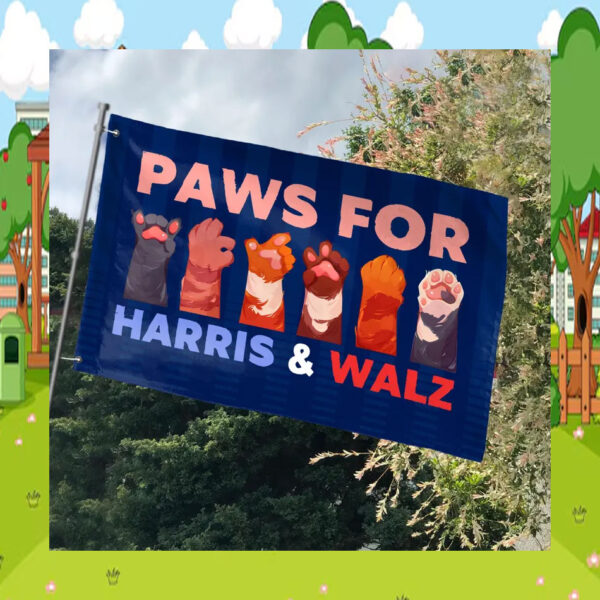 Paws for Harris & Walz Flag