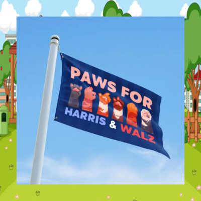 Paws for Harris & Walz Flag