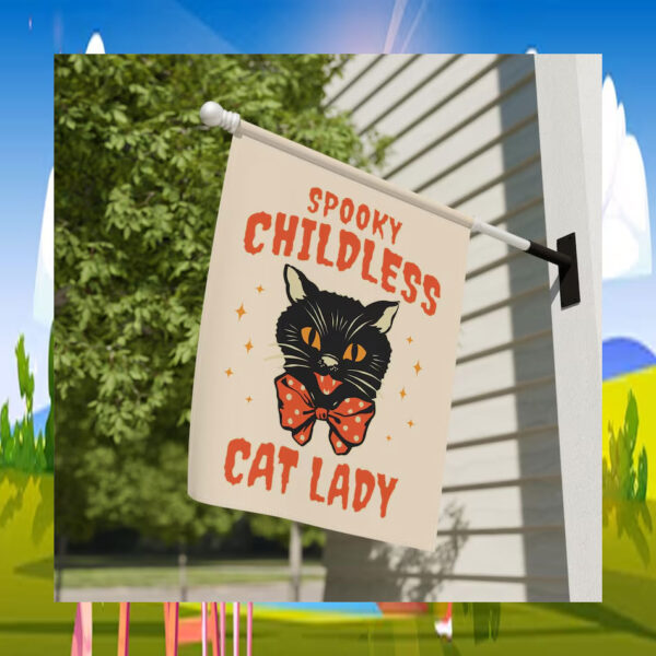 Spooky Childless Cat Lady For Kamala Harris Halloween Flag