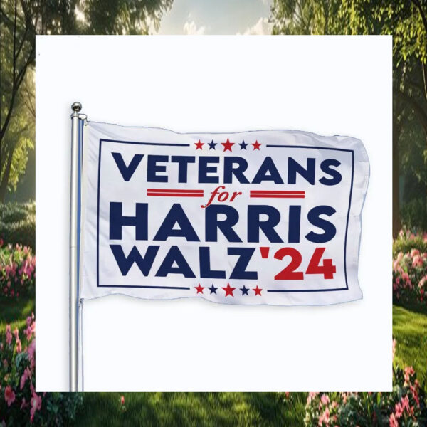 Veterans For Harris Walz 24 House Flag