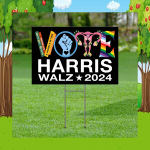 Vote Harris Walz 2024 Democracy Yard Sign