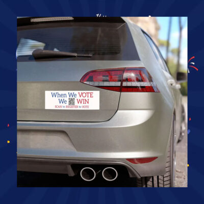 When We Vote We Win Scan To Register To Vote Kamala Bumper Magnet