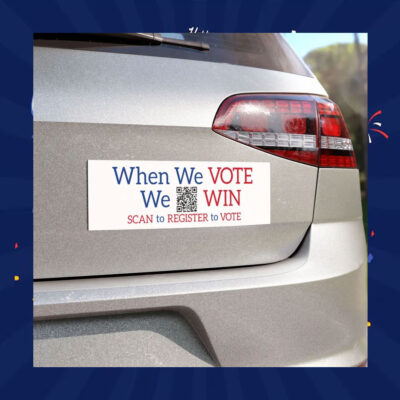 When We Vote We Win Scan To Register To Vote Kamala Bumper Magnet