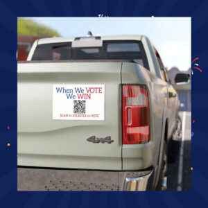 When We Vote We Win Scan To Register To Vote Kamala Bumper Magnet