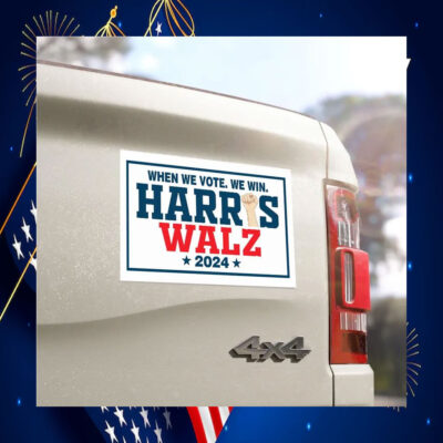 When We Vote. We Win. Harris Walz 2024 Car Magnet