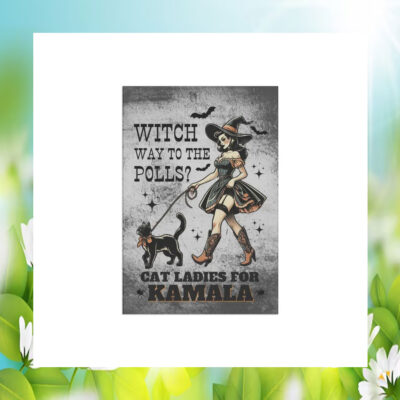Witch Way To The Polls Cat Ladies For Kamala Halloween Flag