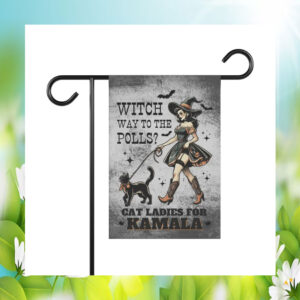 Witch Way To The Polls Cat Ladies For Kamala Halloween Flag